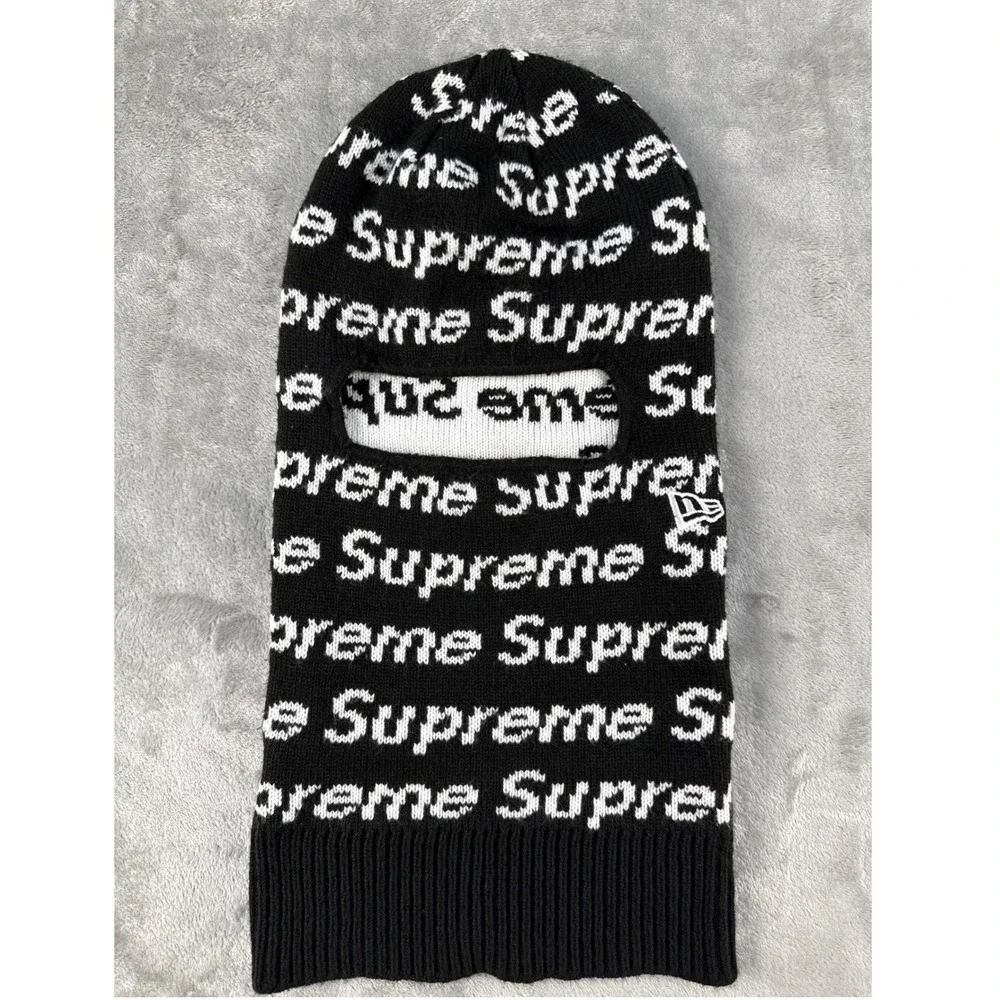 Supreme Balaclava Unisex OS FW23 New Era Logo Black White EUC